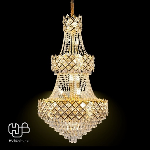 [DWCE0002] โคมไฟเพดาน CHANDELIER คริสตัล 65304-800 GD 29x E14 HUB LIGHTING