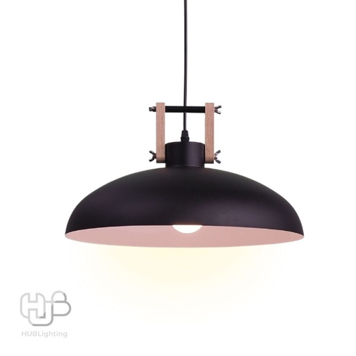 [DWCE0137] โคมไฟเพดาน PENDENT ช่อ 7467/1 BK+WOOD (380x150) HUB LIGHTING